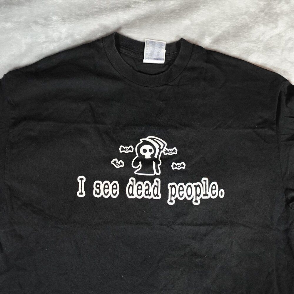 Vintage I See Dead People Reaper T Shirt Mens XL Slim Fit Glow In The Dark Y2K - Picture 3 of 8